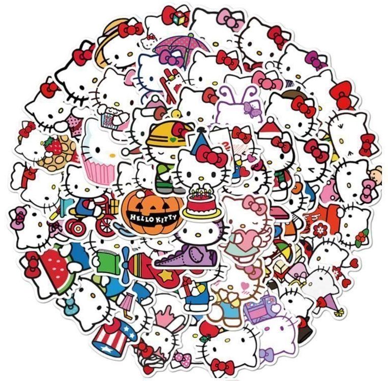50 tlg Stickerset Hello Kitty Stickerbomb Katze Comic Kleber (Neu und ...