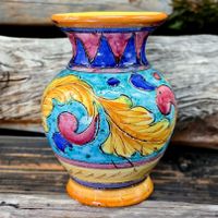 Vase TAORMINA en céramique peinte à la main motif floral