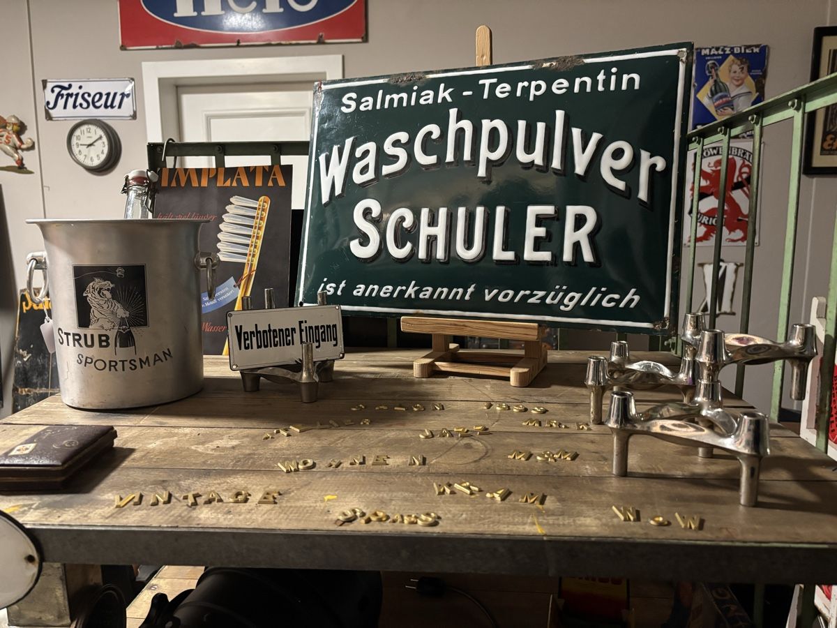 Schilder: Emailschild, Waschpulver Schuler, CH Schild, uralt – Gebraucht aus Staufen von timelessvintage 2