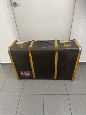 Übersee Reisekoffer Lederimitat Echt Fiber 