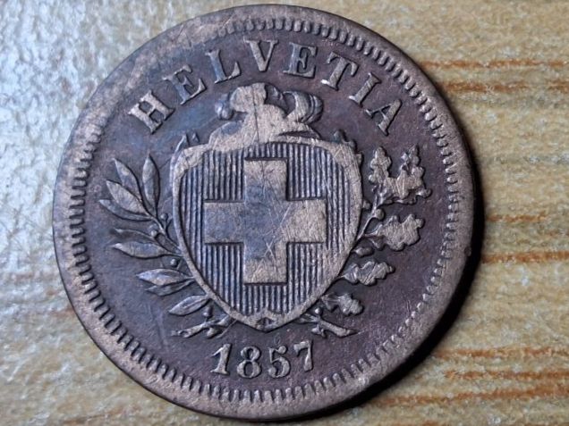 Alle Münzen: 1 Rappen 1857 – Gebraucht aus Münchenstein von purbach1 6
