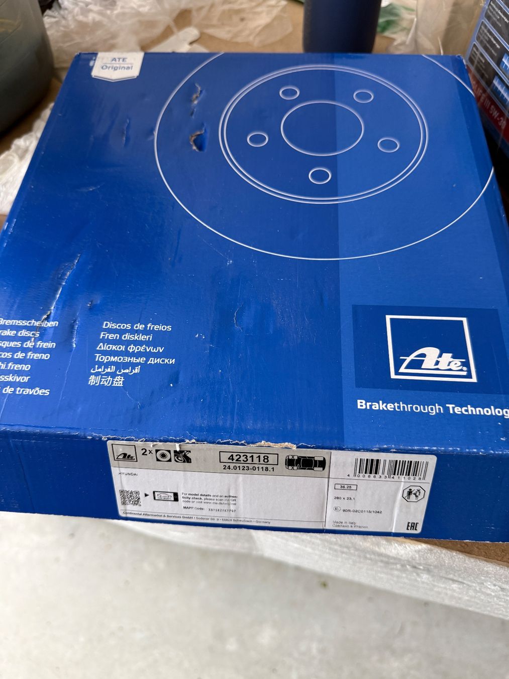 Hyundai Tutti pezzi di ricambio auto: ATE Bremscheiben 423118 neu ungebraucht – Nuovo e nell'imballaggio originale da Unterwasser venduto da JOSEBALOA 1