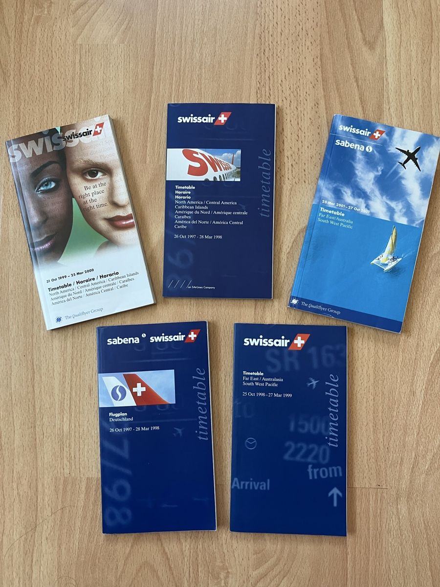 Swissair Documenti: Swissair Timetable x 5 1997 - 2001 – Usato da Zürich venduto da Classic_Collection_Zurich