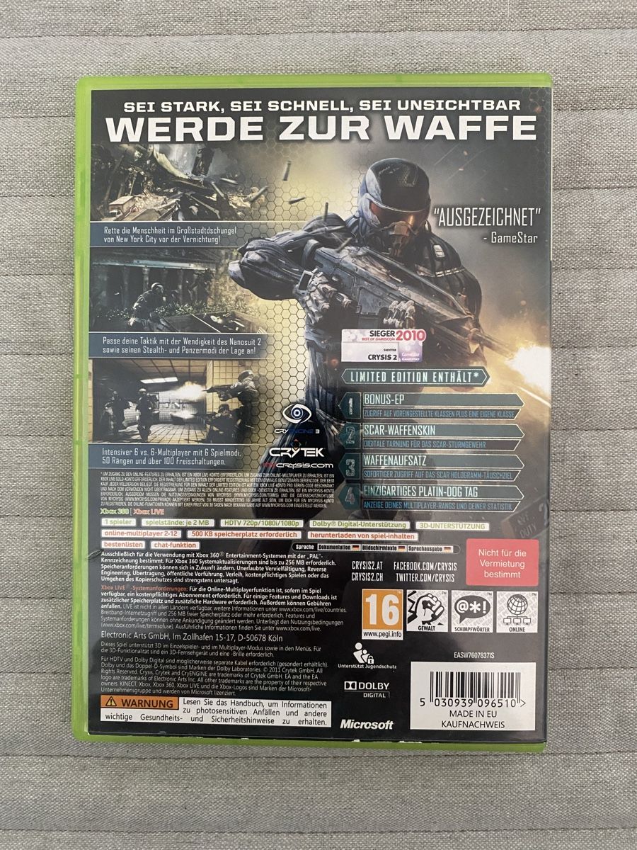 Microsoft Giochi: Crysis 2 für Xbox 360 – Usato da Thunstetten venduto da Virus_33 2