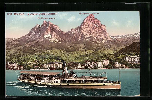 Cartoline postali: AK Brunnen, Dampfer Stadt Luzern – Usato da Berlin venduto da bartko-reher
