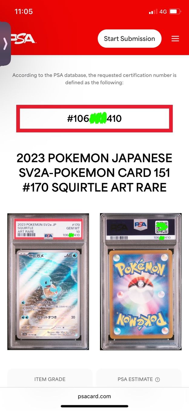 Pokémon Carte collezionabili: Squirtle PSA 10 170/165 AR – Usato da Bironico venduto da ars_z6lb 3