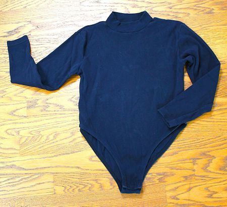 Body dunkelblau Langarmshirt Stehkragen Rollkragen
