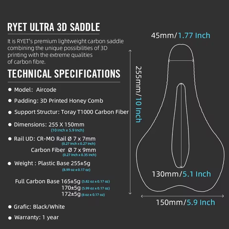 Ersatzteile: Ryet 3D Carbon Sattel SD-T40A-3D – Gebraucht aus Meggen von XZ9 2