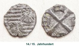 Winzige Münze 14./15. Jh. Lot3