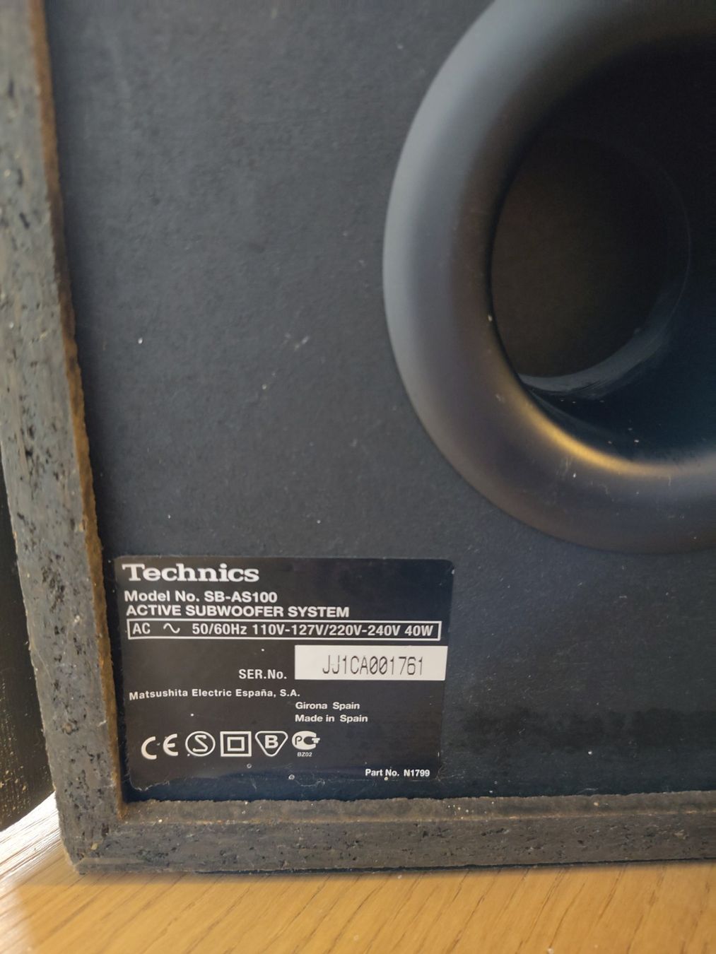 Technics Lautsprecher: Aktiv-Subwoofer Technics SB-AS100 – Gebraucht aus Weinfelden von  2