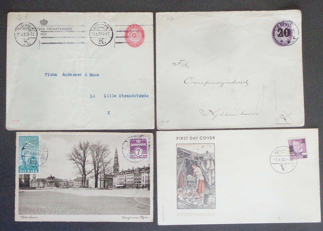 Alle Briefmarken: DANMARK: 4 Poststücke aus 1920–1960 – Gebraucht aus Le Locle von timbrettino
