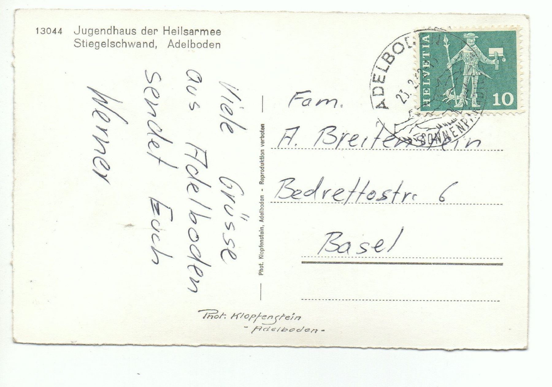 Cartoline postali: ADELBODEN Jugendhaus der Heilsarmee – Usato da Jona venduto da philajona 1