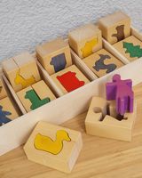 🎈14 Holzpuzzle Pastorini Decor inkl. Holzbox 70er Jahre 