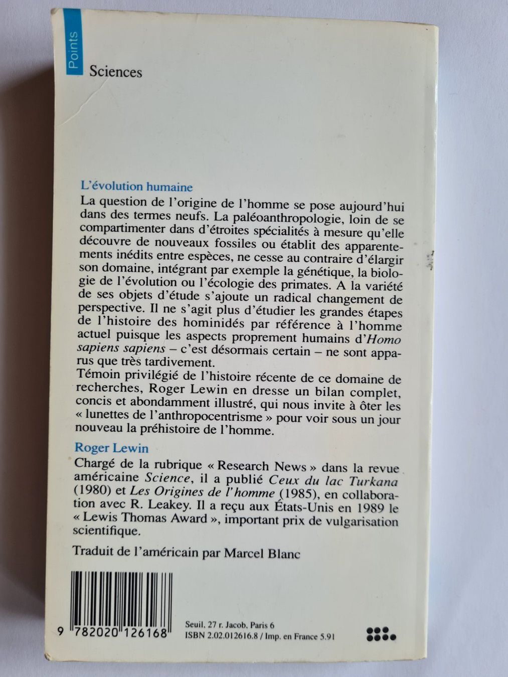 Bücher: Roger Lewin "L' évolution humaine" – Gebraucht aus Zürich von pleco12 1