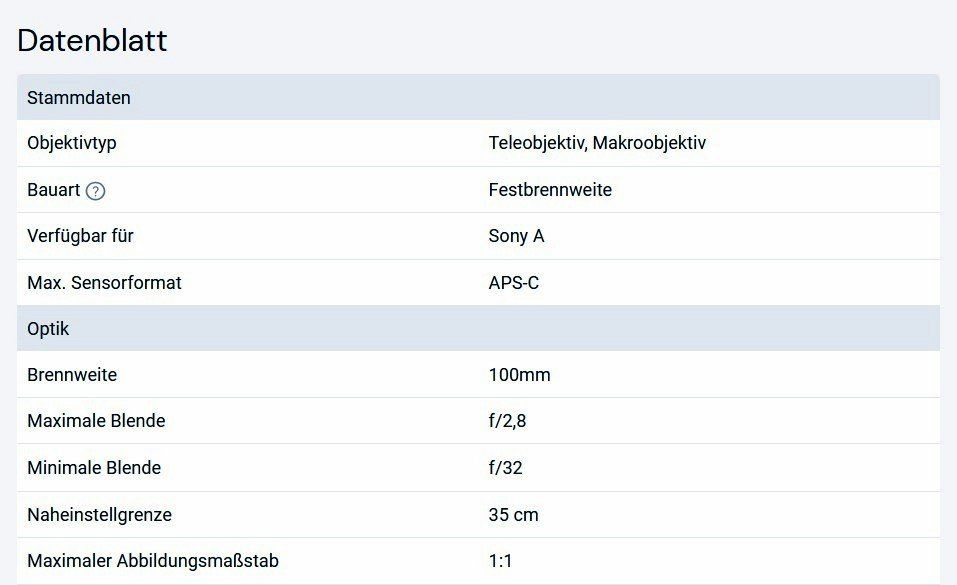 Sony Objektive: Sony-Objektiv 100mm F2.8 Macro A-Mount – Gebraucht aus Männedorf von Ziitglogge 3