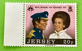 Briefmarken aus Jersey Hochzeit Prinzessin Anne und Mark 
