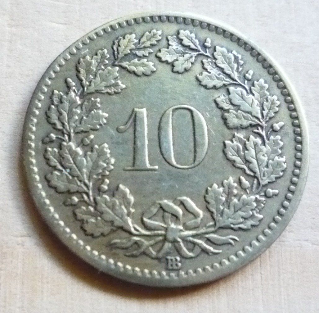 Tutti le monete: 10 Rappen 1851, stgl, Kat. 1200.-- – Usato da Rieden SG venduto da Sammelfreund 1