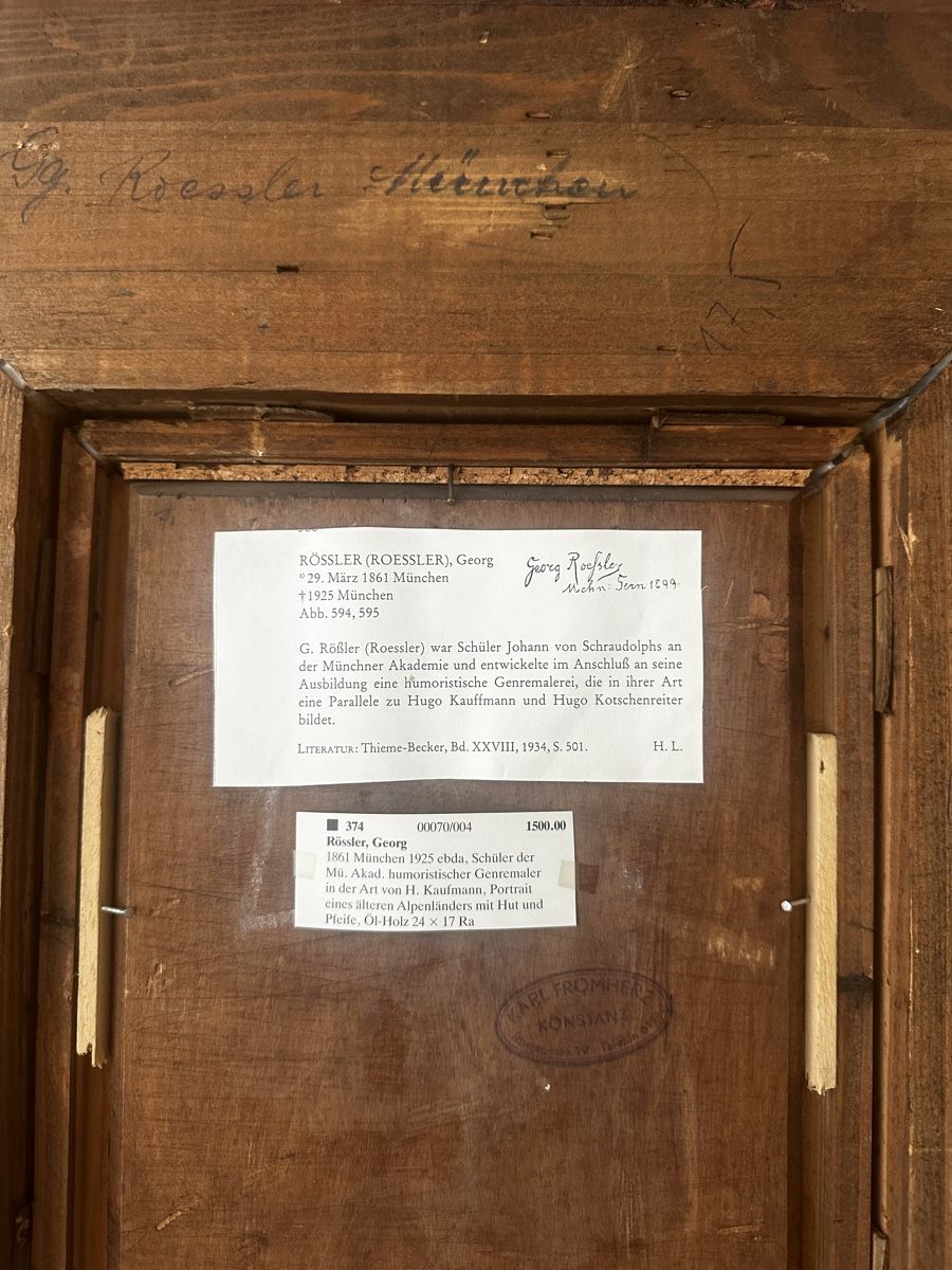 Dipinti: TOP antik Ölbild Rössler Pfeife Mann m.Expertise – Usato da Bettwiesen venduto da bos_6pkg 4