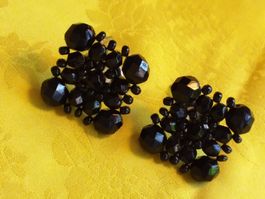 Vintage Top schwarz Ohrclips ca 1950