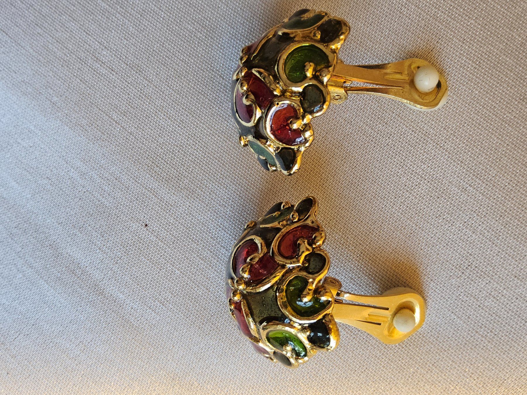 Orecchini pendenti & Orecchini a lobo: Wunderschöne Vintage Glas Ohrclips Goldfarben – Usato da Zürich venduto da sanwit 6