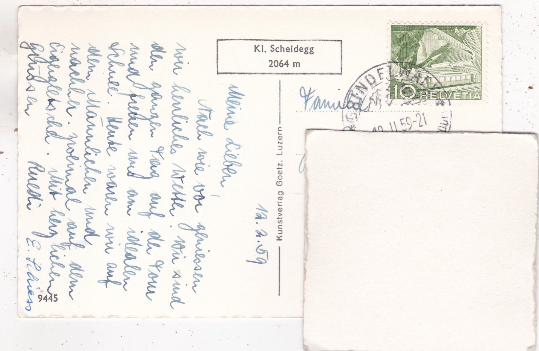 Cartoline postali: Kleine Scheidegg mit Jungfrau 1959 – Usato da Herisau venduto da Lisegrat2008 1