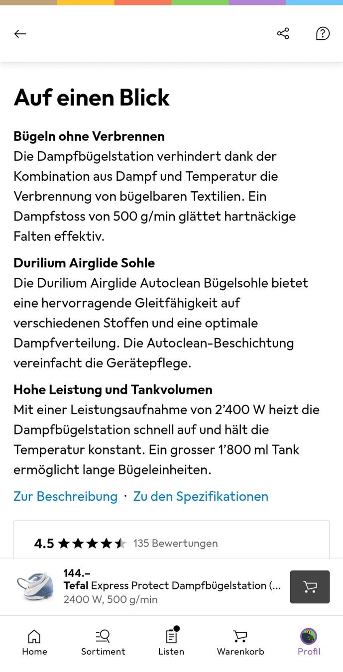 Tefal Ferri da stiro: Dampfbügeleisen Tefal Express Protect – Nuovo (secondo la descrizione) da Zürich venduto da JeannineZH 2