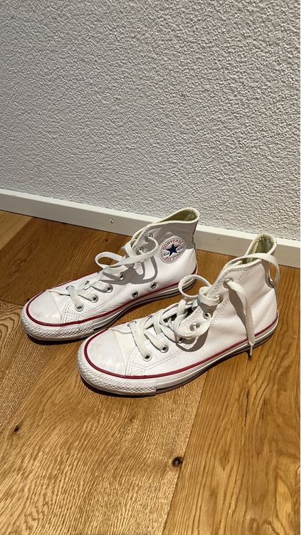 Weisse Converse Chucks Leder High Gr. 36.5 | Kaufen auf Ricardo