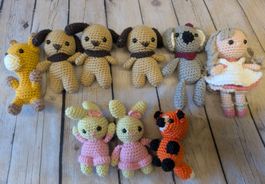 Handgemachte Amigurumi-Tiere 🐶🦊🐰👶 