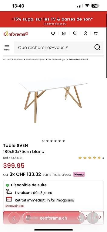 Tavoli: Table à manger Sven de Conforama – Usato da Delémont venduto da YBroquet 3