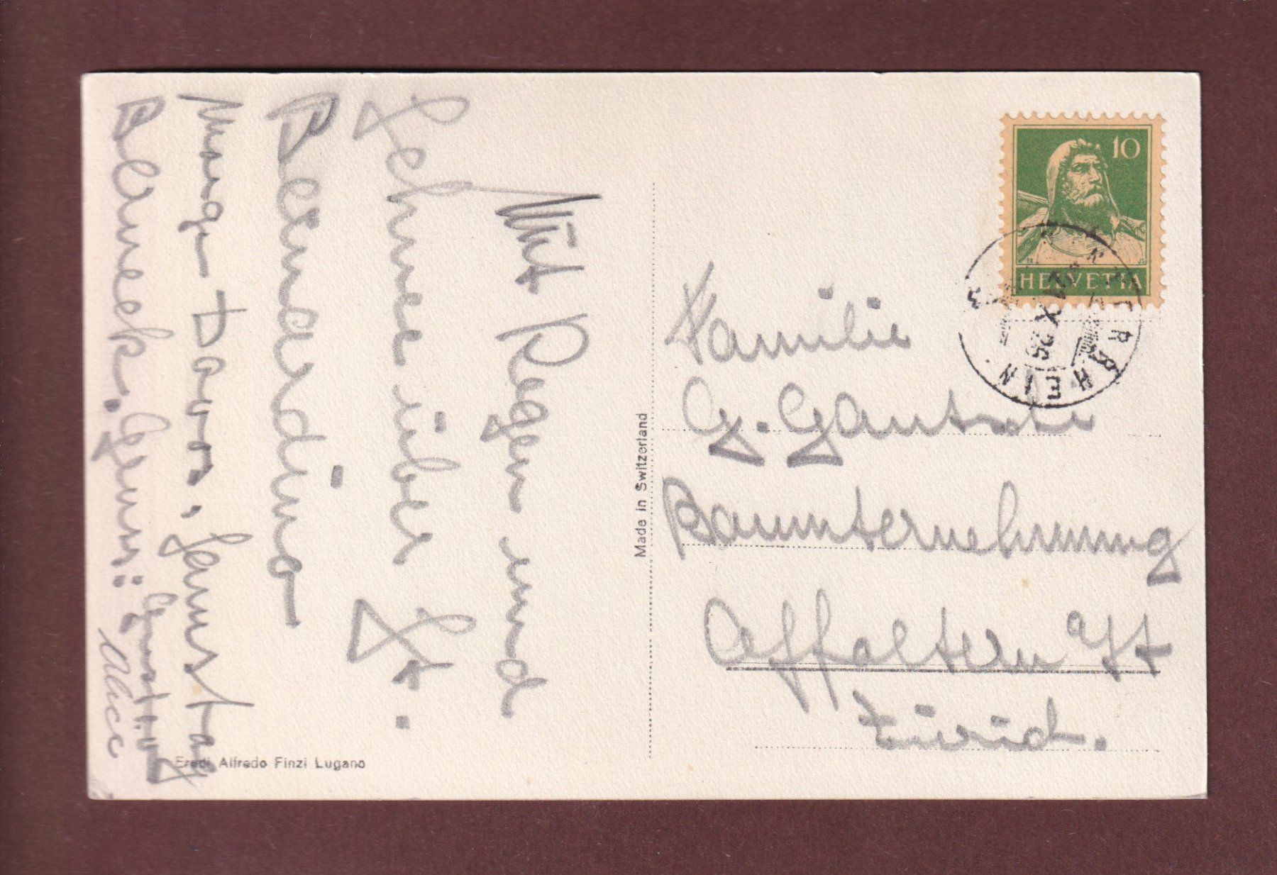 Cartoline postali: MORCOTE - Dettaglio della Chiesa - 1926 – Usato da Pully venduto da nicecards-shop 1
