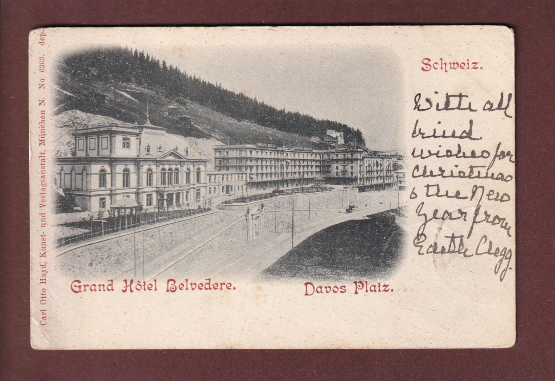 Cartoline postali: DAVOS-PLATZ - Grand Hotel Belvedere - 1898 // Eckbug // – Usato da Pully venduto da nicecards