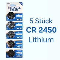 5 Batterien - CR2450 (fabrikneu, OVP) Lithium CR 2450
