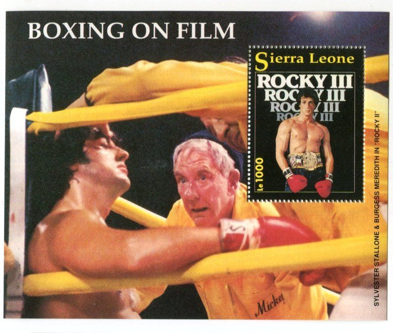 Tutti i francobolli: Block "Sylvester Stallone. Rocky III". Sierra Leone – Nuovo e nell'imballaggio originale da Basel venduto da Butsch5