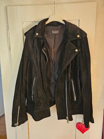 Schwarze Wildleder Lederjacke Gr. 48 - Top Zustand!
