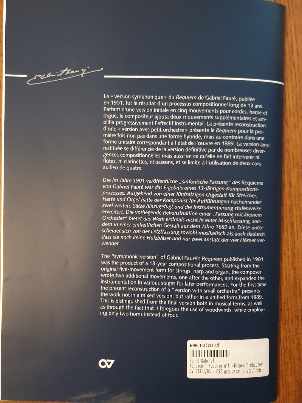 Libri: Gabriel Fauré - Requiem op. 48 - Partitur, neu – Nuovo (secondo la descrizione) da Zürich venduto da Philotimo 4