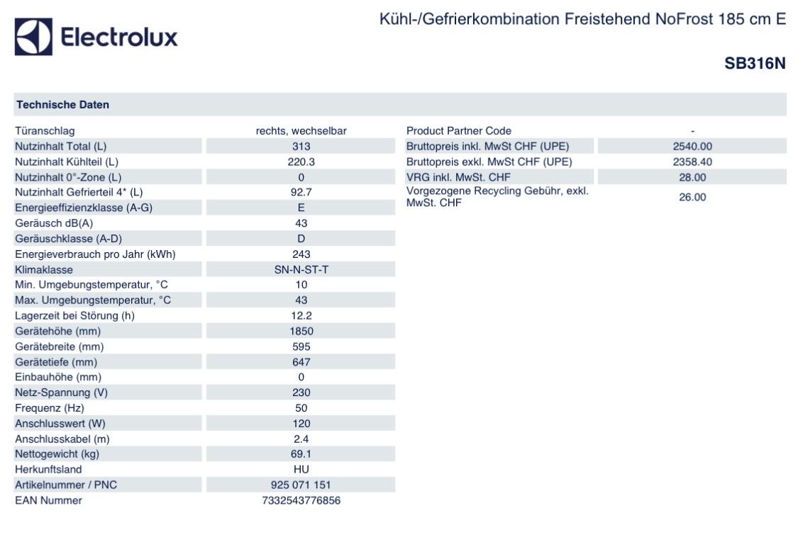 Electrolux Réfrigérateurs: Electrolux Kühlschrank SB316N – D'occasion à Luzern par Fabian_Ni 6