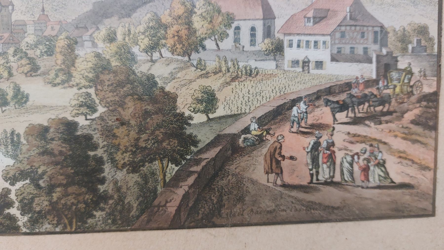 Stiche: Antiker Stich um 1820 Baden Aargau  – Gebraucht aus Opfertshofen SH von museumswert 1