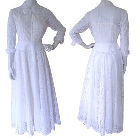 Kleid XS/S Hochzeitskleid Wedding dress Cotton Orig. 1950s