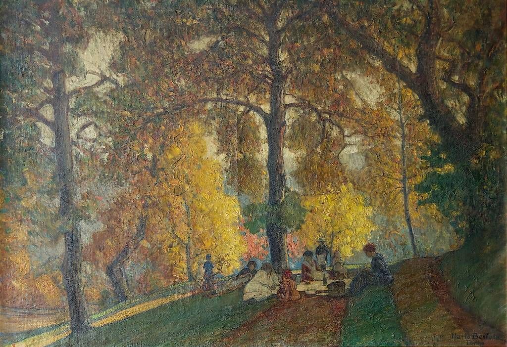Dipinti: Ölbild, Picknick im Herbstwald, Mario Bertola – Usato da Hagenbuch ZH venduto da Consus