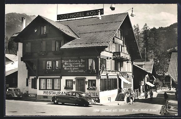 Cartoline postali: AK Gstaad, Post-Hotl Rössli – Usato da Berlin venduto da bartko-reher