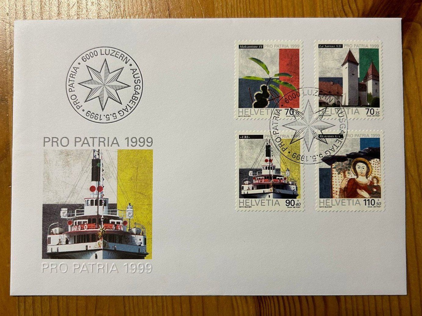 Tutti i francobolli: Erstagscouvert FDC Pro Patria 1999 – Usato da Zollikon venduto da Xblanka