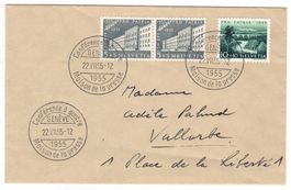 Lettre de Genève pour Vallorbe cachet S389 du 22.VII.55