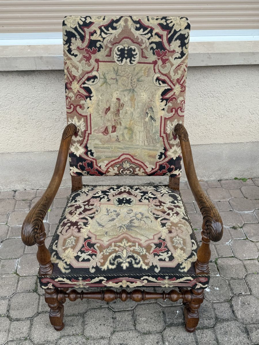 Sedie: Antiker Stuhl mit Wandteppichbezug, – Usato da Aarburg venduto da Yula24 2