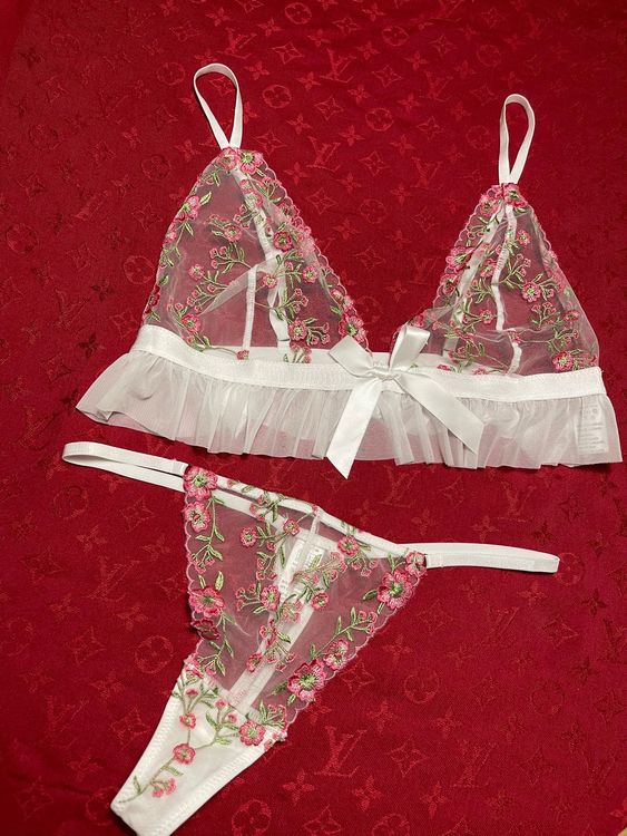 AIEOE Set Di Lingerie In Pizzo Per Uomo - Reggiseno E Slip Trasparenti A Vita Bassa - 2 Pezzi