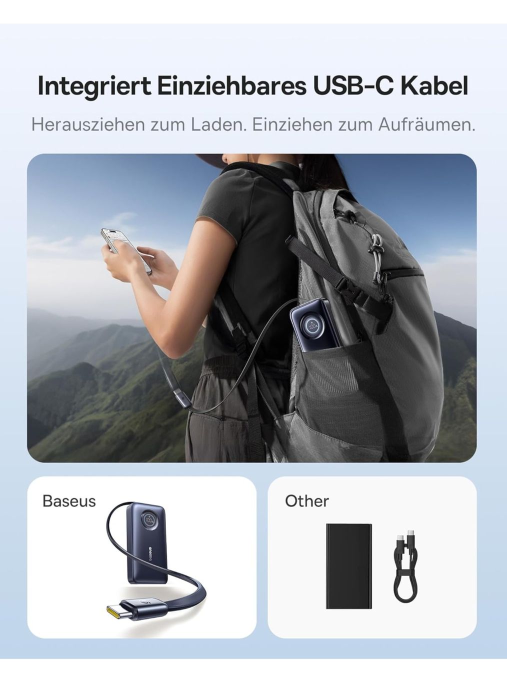 Baseus Batterie: Baseus EnerCore  20000mAh mit Einziehbarem  USB-C Kabel, 67W – Nuovo e nell'imballaggio originale da Winterthur venduto da Pcline1 6