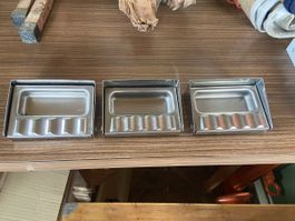 3 Aschenbecher Metall silberfarben 