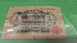 Historische 1 Mark Reichsbanknote von 1914