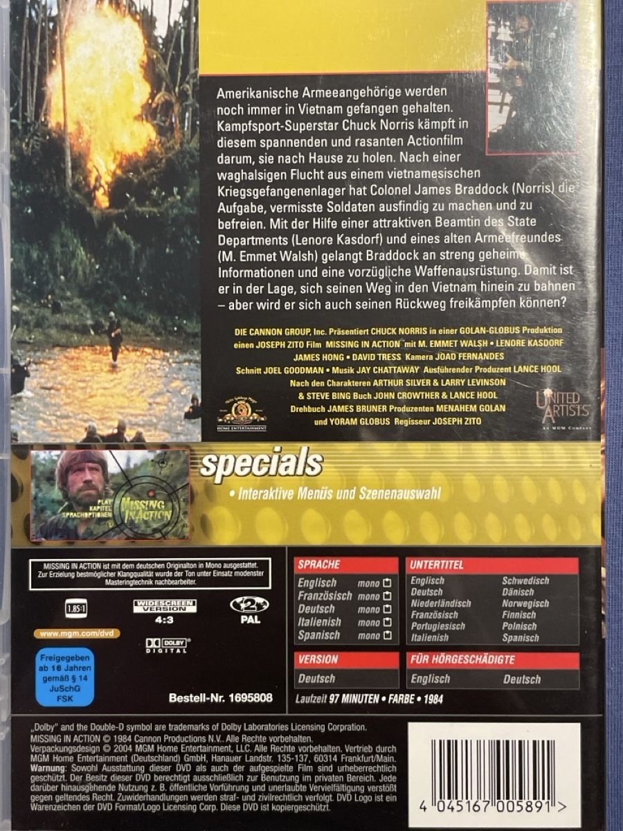 Tutti i DVDs: Missing in Action (1984) – Usato da Waldenburg venduto da Mimily33 1