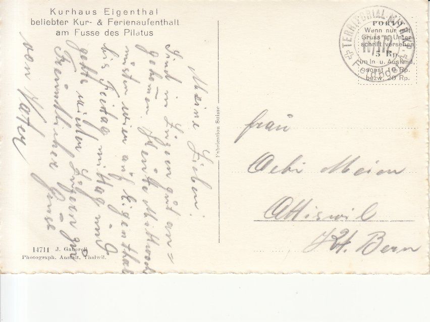 Cartoline postali: Eigenthal, ca. 1940 – Usato da Bürglen TG venduto da StampGraf 1