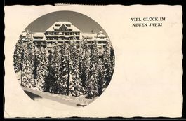 Arosa, Waldsanatorium mit Neujahrsgruss
